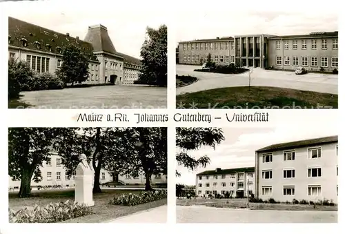 AK / Ansichtskarte  Mainz__Rhein Joh Gutenberg Universitaet mit Bueste 