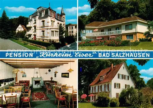 AK / Ansichtskarte 73845140 Bad_Salzhausen Pension Kurheim Eiser Gaststube Teilansichten Bad_Salzhausen