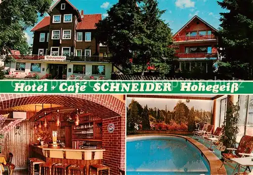 AK / Ansichtskarte  Hohegeiss_Harz Hotel Cafe Schneider Bar Hallenbad Hohegeiss Harz