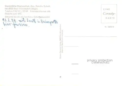 AK / Ansichtskarte  Bad_Woerishofen Gaststaette Hartenthal Gaststube Bad_Woerishofen