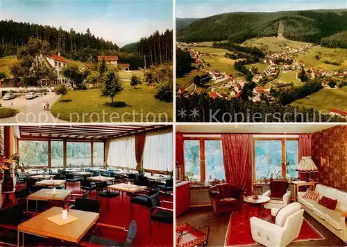 AK / Ansichtskarte  Enzkloesterle Kepplers Cafe Restaurant Pension Fliegeraufnahme Gastraum Appartement Enzkloesterle