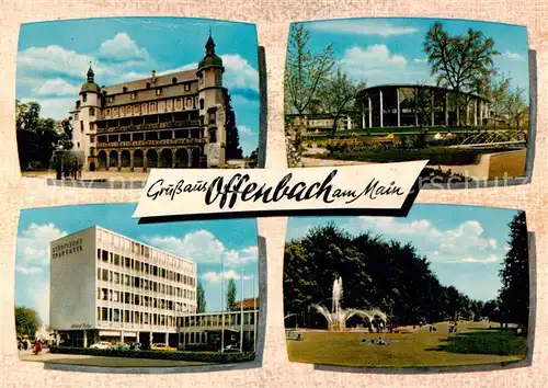 AK / Ansichtskarte 73845283 Offenbach__Main Rathaus Stadthalle Stadtsparkasse Park Fontaene 