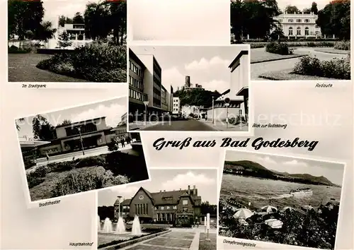 AK / Ansichtskarte 73845285 Bad_Godesberg Stadtpark Stadttheater Hauptbahnhof Redoute Godesburgblick Dampferanlegestelle Bad_Godesberg