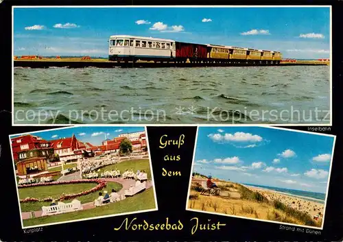 AK / Ansichtskarte 73845287 Juist_Nordseebad Inselbahn Park Duenen Strand Juist_Nordseebad