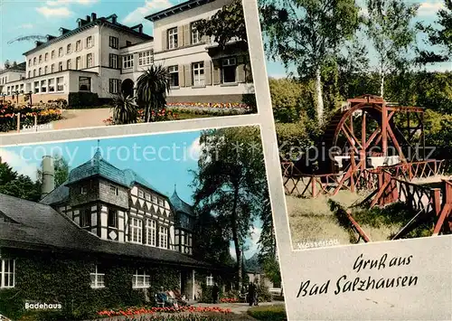 AK / Ansichtskarte  Bad_Salzhausen Kurhaus Badehaus Wasserrad Bad_Salzhausen