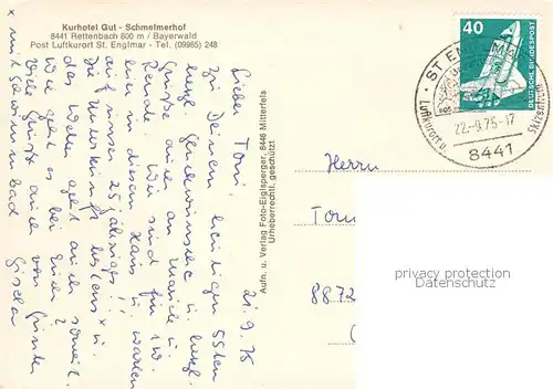 AK / Ansichtskarte  Rettenbach_Sankt_Englmar Gaestehaus Rettenbach Aussichtsturm am Hirschenstein Kurhotel Gut Schelmerhof Rettenbach_Sankt_Englmar