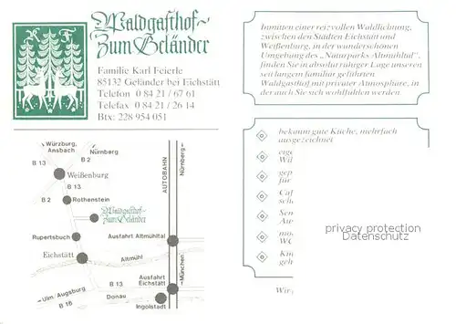 AK / Ansichtskarte 73845303 Gelaender_Eichstaett_Oberbayern Waldgasthof Zum Gelaender Gastraum Eingang 
