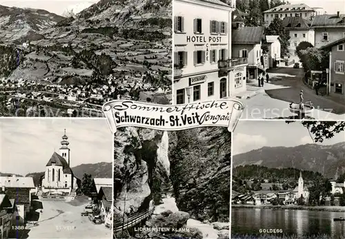 AK / Ansichtskarte  St_Veit_Pongau_Salzburg_AT Panorama Hotel Post Kirche Lichtenstein Klamm Goldegg 