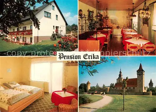 AK / Ansichtskarte  Ostheim__Rhoen Pension Erika Gaststube Zimmer Schloss 