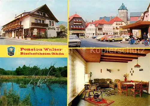 AK / Ansichtskarte  Bischofsheim_Rhoen Pension Walter Marktplatz Haus Unterweisenbrunn Weiher Bischofsheim Rhoen