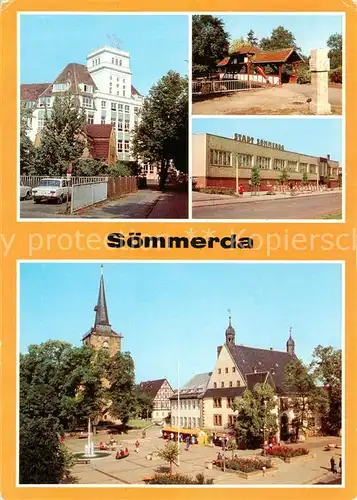 AK / Ansichtskarte 73845328 Soemmerda Kulturhaus Erster Mai Bruecke zum Stadtpark Gaststaette Stadt Soemmerda Markt Soemmerda