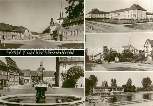 AK / Ansichtskarte  Koelleda Rossplatz Wipertusbrunnen Zentralschule Bahnhofstrasse Schwimmbad Koelleda