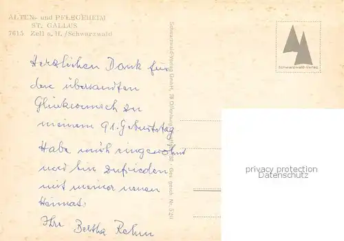 AK / Ansichtskarte  Zell_Harmersbach Alten und Pflegeheim St Gallus Zell Harmersbach