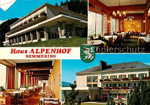 AK / Ansichtskarte  Semmering_Niederoesterreich Haus Alpenhof Gastraeume Semmering