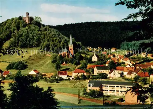 AK / Ansichtskarte 73845389 Hohenecken Ortsansicht mit Kirche und Burgruine Hohenecken