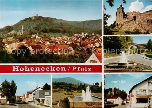 AK / Ansichtskarte 73845393 Hohenecken Ortsansicht mit Kirche und Burgruine Brunnen Ortspartien Hohenecken