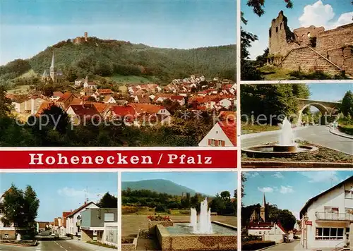 AK / Ansichtskarte 73845394 Hohenecken Ortsansicht mit Kirche und Burgruine Brunnen Ortspartien Hohenecken
