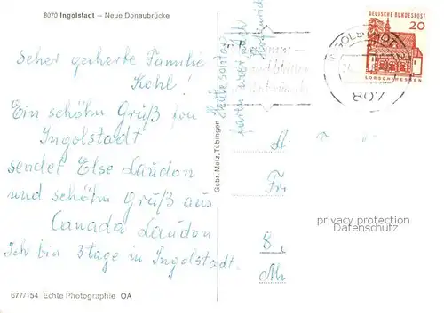 AK / Ansichtskarte 73845434 Ingolstadt_Donau Donaubruecke Ingolstadt_Donau