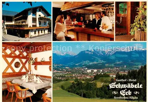 AK / Ansichtskarte 73845443 Sonthofen__Oberallgaeu Gasthof Hotel Schwaebele Eck Bar Gaststube Panorama 