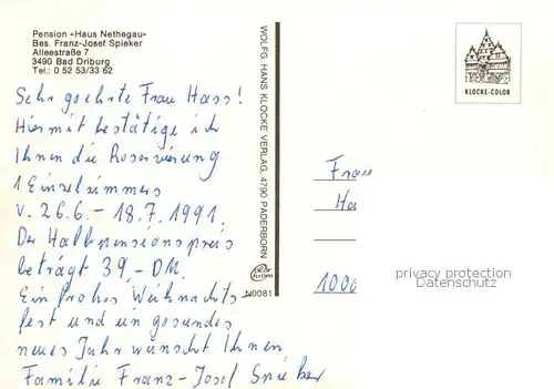 AK / Ansichtskarte Bad_Driburg Pension Haus Nethegau Gaststube Zimmer Garten Bad_Driburg