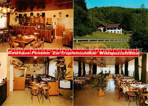 AK / Ansichtskarte Steinau_Odenwald Zur Tropfsteinhoehle Gaststaette Pension Gastraeume Speisesaal Steinau Odenwald