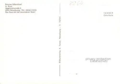 AK / Ansichtskarte Nesselwang Pension Silberdistel Gastraeume Zimmer Nesselwang