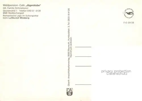 AK / Ansichtskarte Marktschorgast Waldpension Schmeissner Gastraeume Zimmer Marktschorgast