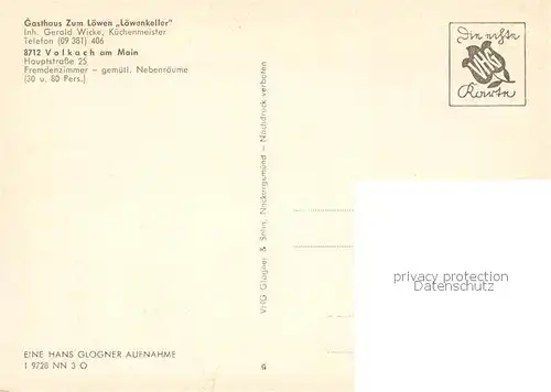 AK / Ansichtskarte Volkach Gasthaus Zum Loewen Loewenkeller Gastraeume Volkach