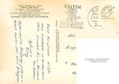 AK / Ansichtskarte Sielbeck_Holsteinische Schweiz Hotel Restaurant Cafe zum Uklei Sielbeck