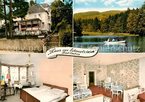 AK / Ansichtskarte Bad_Sachsa_Harz Haus am Schmelzteich Gondelteich Zimmer Gaststube Bad_Sachsa_Harz