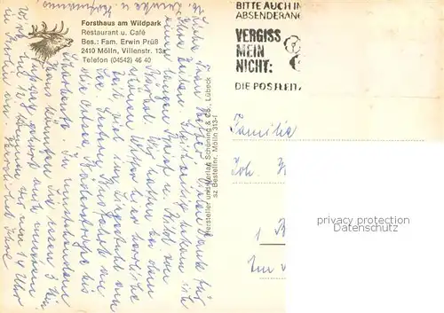 AK / Ansichtskarte Moelln__Lauenburg Forsthaus Am Wildpark Gastraeume Theke 