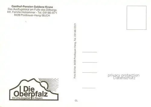 AK / Ansichtskarte Postbauer Heng Gasthof Pension Goldene Krone Gaststube Panorama Postbauer Heng