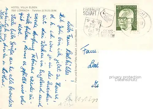 AK / Ansichtskarte Loerrach Hotel Villa Elben Loerrach