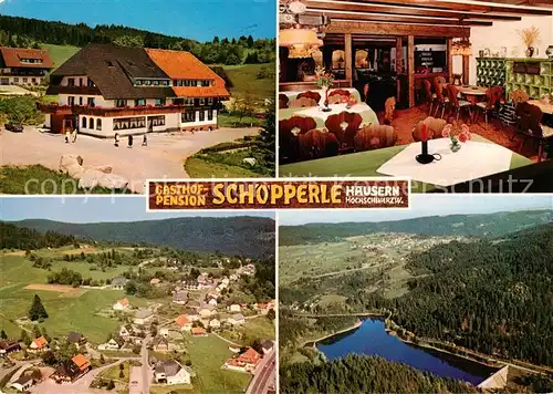 AK / Ansichtskarte Haeusern_Schwarzwald Gasthof Pension Schoepperle Gaststube Fliegeraufnahmen Haeusern Schwarzwald