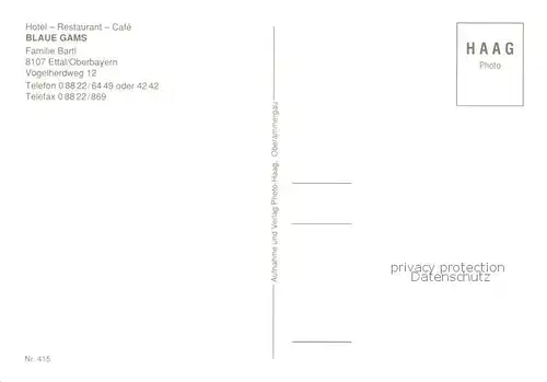 AK / Ansichtskarte Ettal Hotel Restaurant Blaue Gams Ettal
