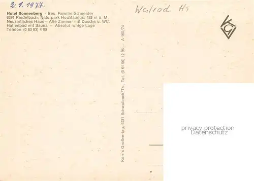 AK / Ansichtskarte Riedelbach Hotel Sonnenberg Riedelbach