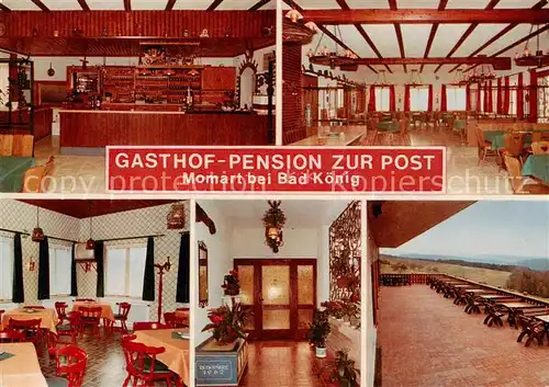 AK / Ansichtskarte Momart Gasthof Pension Zur Post Gastraeume Terrasse Theke Momart