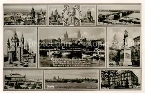 AK / Ansichtskarte Mainz__Rhein Stefansturm Dom Johann Gensfleisch Portrait Christuskirche Strassenbruecke Der Dom Panorama Gutenbergdenkmal Mainz Schloss