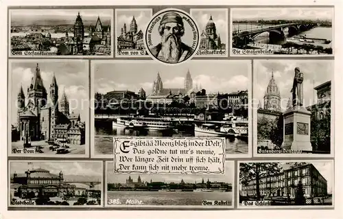 AK / Ansichtskarte Mainz__Rhein Stefansturm Dom Johann Gensfleisch Portrait Christuskirche Strassenbruecke Der Dom Panorama Gutenbergdenkmal Mainz Schloss 