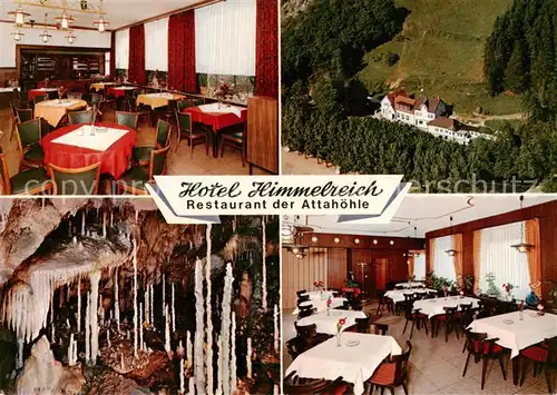 AK / Ansichtskarte Attendorn Hotel Himmelreich Restaurant der Attahoehle Gastraeume Panorama Attendorn