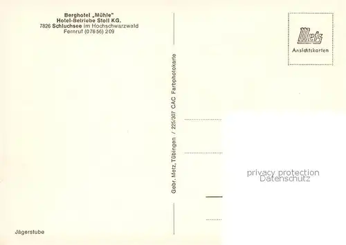 AK / Ansichtskarte Schluchsee Berghotel Muehle Gastraum Schluchsee