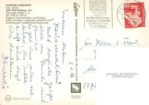 AK / Ansichtskarte Bad_Fuessing Kurheim Lindenhof Gaststube Schwimmbad Bad_Fuessing