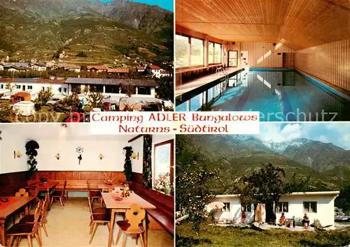 AK / Ansichtskarte Naturns_Naturno_Suedtirol_IT Camping Adler Bungalows Gastraum 