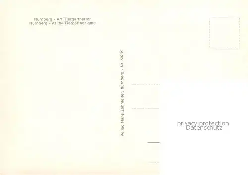 AK / Ansichtskarte Nuernberg Am Tiergaertnertor Nuernberg