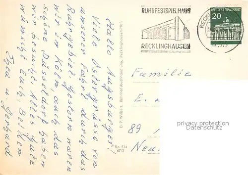 AK / Ansichtskarte Recklinghausen__Westfalen Rathaus Hauptbahnhof Engelsburg Prosteikirche St Peter Stadtgarten Anlagen am Rathaus Stadthaus 