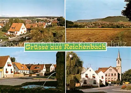 AK / Ansichtskarte Reichenbach_Muennerstadt Panorama Ortsansichten Brunnen Kirche Reichenbach_Muennerstadt