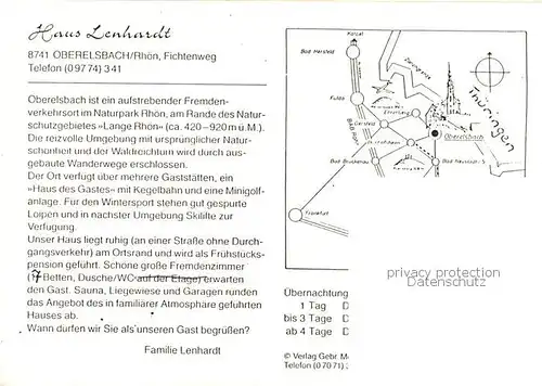 AK / Ansichtskarte Oberelsbach Gaestehaus Lenhardt Gaststube Zimmer Panorama Oberelsbach