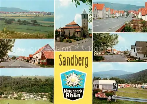 AK / Ansichtskarte Sandberg_Unterfranken Panorama Strassenpartien Campingplatz Sandberg Unterfranken