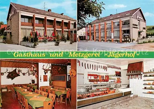 AK / Ansichtskarte Weibersbrunn Jaegerhof Gasthaus Metzgerei Gastraum Fleischtheke Weibersbrunn