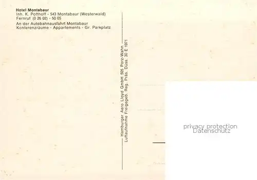 AK / Ansichtskarte Montabaur_Westerwald Hotel Montabaur Fliegeraufnahme Montabaur_Westerwald